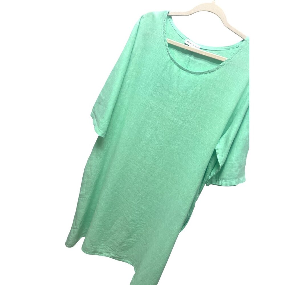 Adele Altman Mint Green Linen Shift Dress